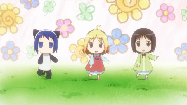 Anime characters field flowers butterfly free wallpaper for desktop - medium preview image