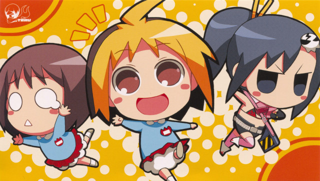 Cartoon characters yellow background bubbles free wallpaper for desktop - medium preview image