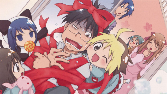 Anime characters girl holding boy free wallpaper for desktop - medium preview image