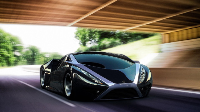 Black sports car road bridge #2 free wallpaper for desktop - medium preview image