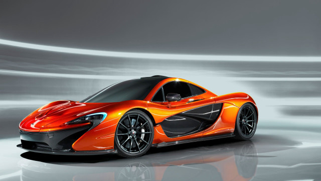 Orange sports car gray background free wallpaper for desktop - medium preview image