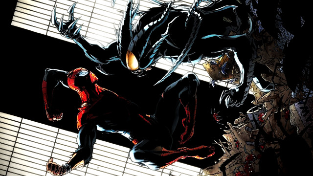 Spiderman air arms outstretched urban free wallpaper for desktop - medium preview image