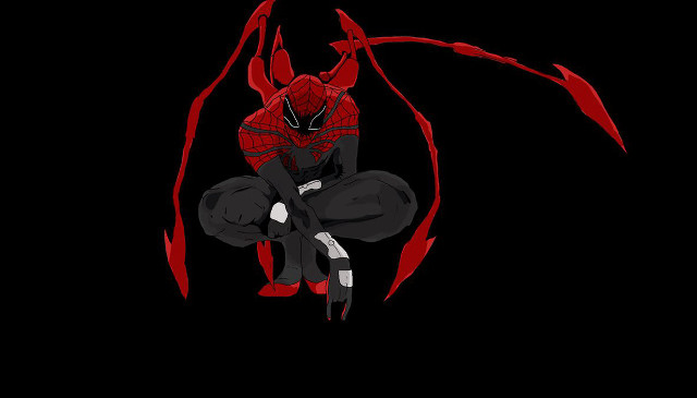 Spiderman black background red accents free wallpaper for desktop - medium preview image