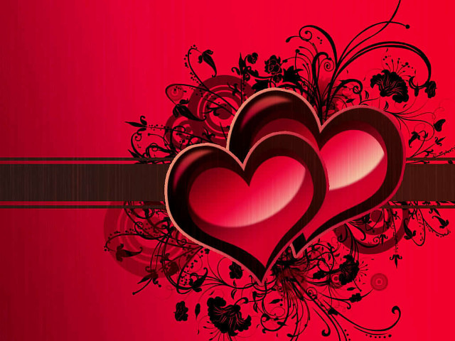 Hearts red background black border free wallpaper for desktop - medium preview image