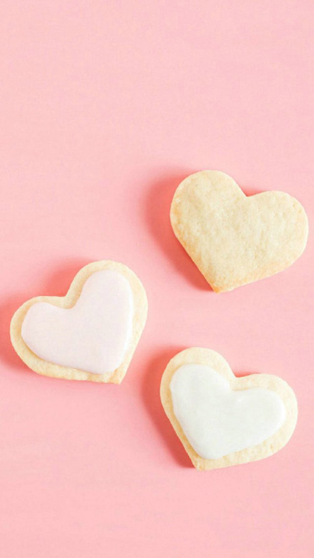 Heart cookies pink background minimalist free wallpaper for mobile - medium preview image