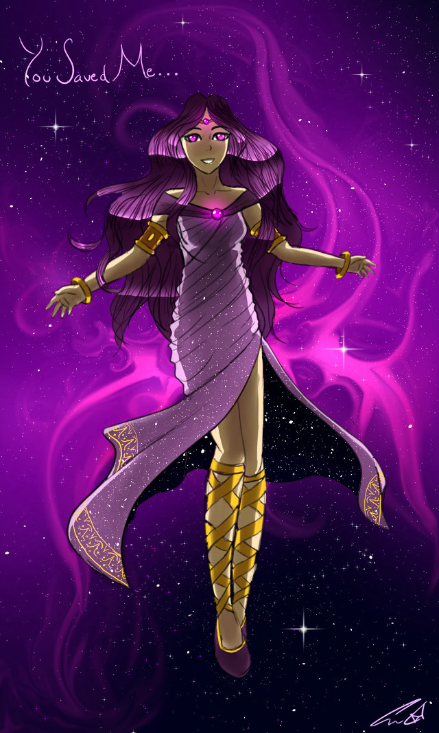 Flying woman purple dress gold free wallpaper for mobile - medium preview image