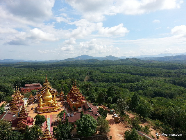 Golden building forest hillside trees free wallpaper for desktop - medium preview image