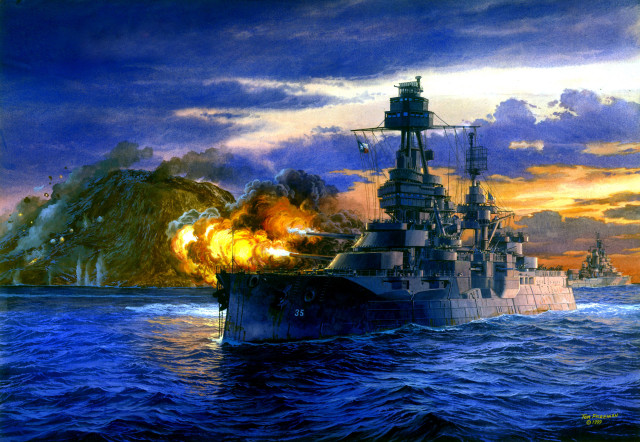 Battleship smoke water painting art free wallpaper for desktop - medium preview image