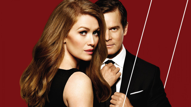 Man woman red background lines free wallpaper for desktop - medium preview image