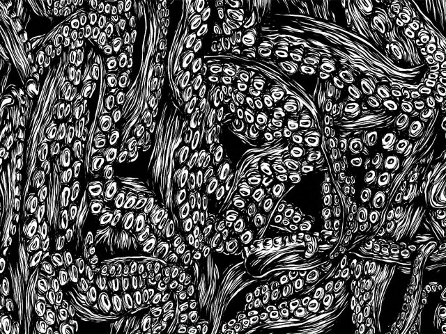 Bananas black white drawing tabletop free wallpaper for desktop - medium preview image