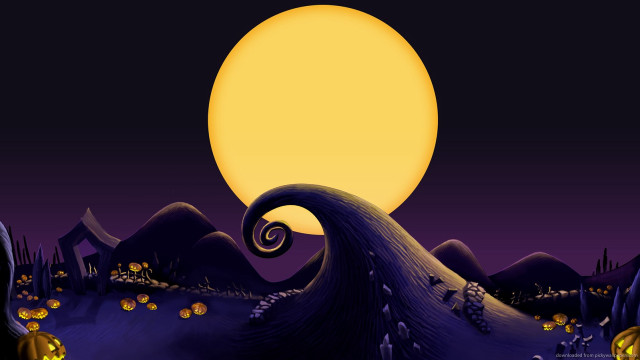 Halloween cartoon pumpkins full moon free wallpaper for desktop - medium preview image