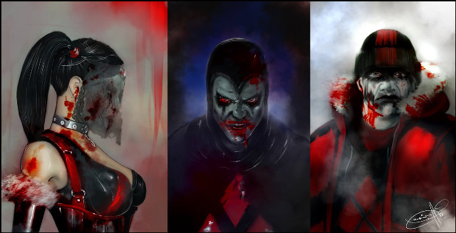 Sinister antipodeans bloodied woman man free wallpaper for desktop - medium preview image