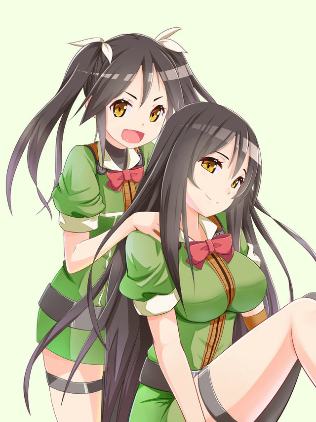 Anime girls hugging long hair #4 free wallpaper for mobile - medium preview image