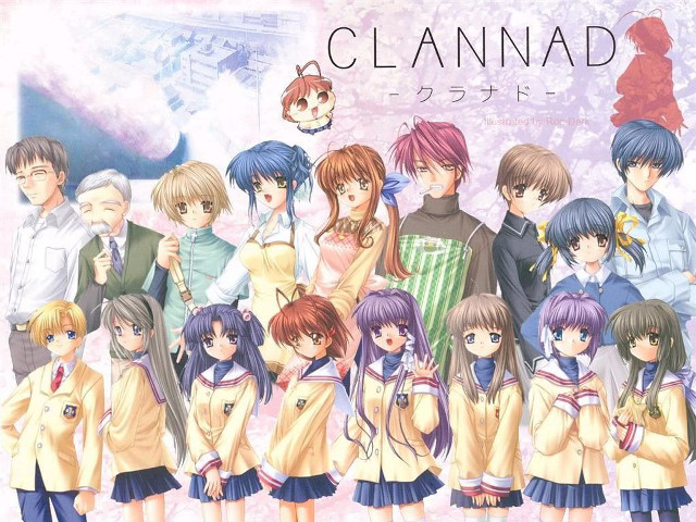 Anime characters group pink background #3 free wallpaper for desktop - medium preview image