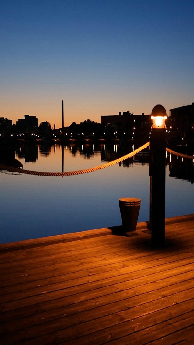 Dock light rope night city free wallpaper for mobile - medium preview image