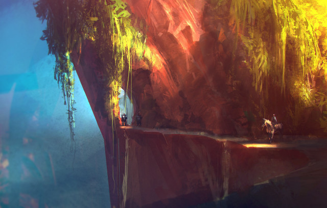 Cliff horse man standing painting #2 free wallpaper for desktop - medium preview image