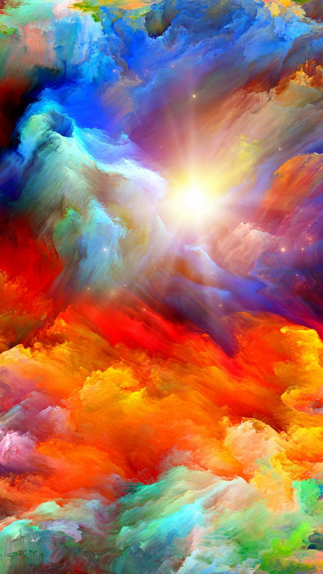 Colorful sky clouds sun painting free wallpaper for mobile - medium preview image