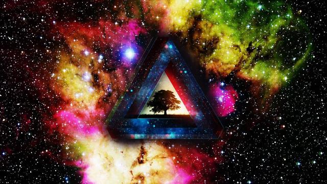 Triangle tree galaxy stars middle free wallpaper for desktop - medium preview image