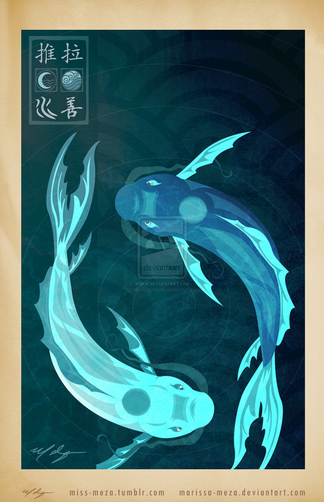 Fish pond painting chinese characters free wallpaper for mobile - medium preview image