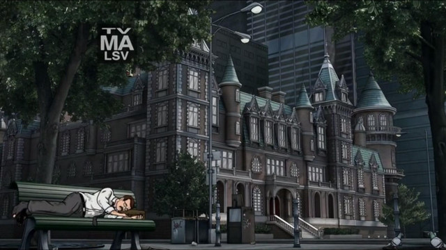 Man bench clock tower building free wallpaper for desktop - medium preview image