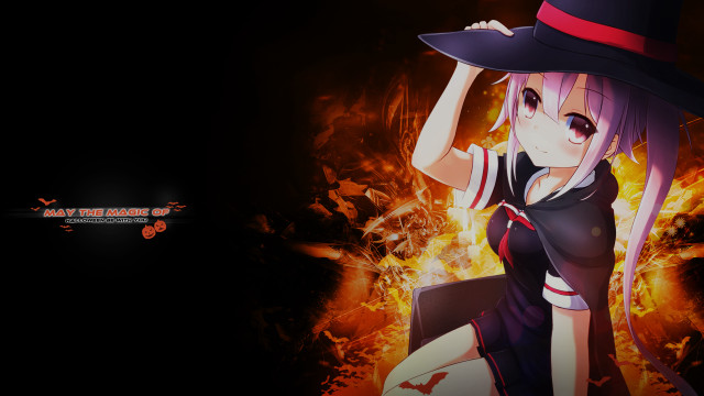 Girl hat fire background anime free wallpaper for desktop - medium preview image