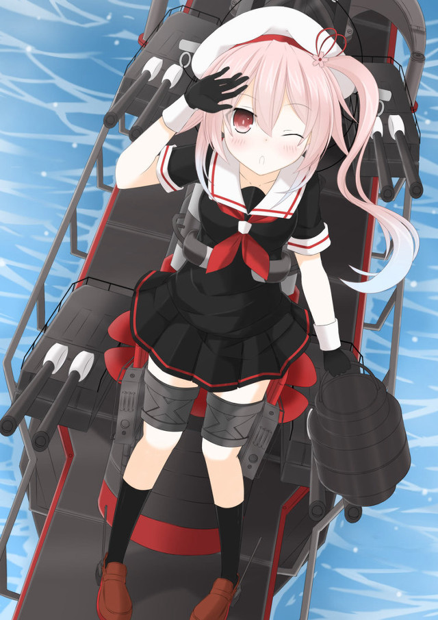 Anime girl boat water wind free wallpaper for mobile - medium preview image