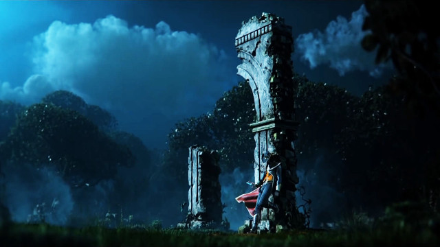 Creepy building forest night red free wallpaper for desktop - medium preview image