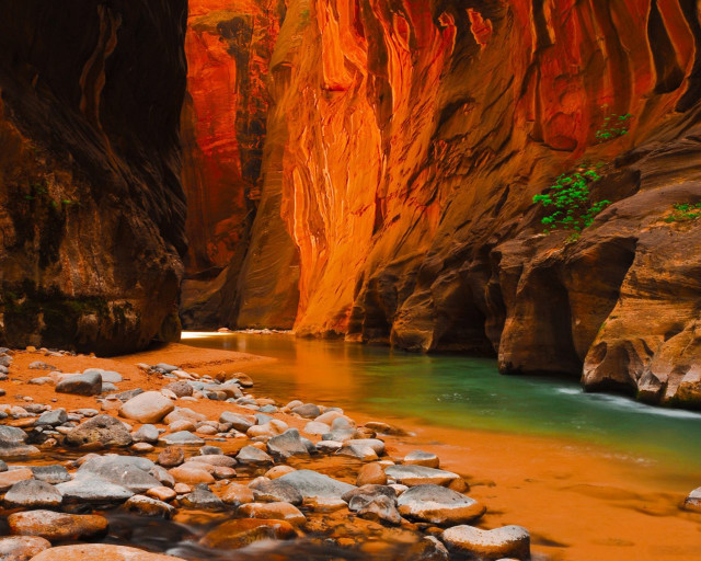 River canyon rocks water cliff free wallpaper for desktop - medium preview image