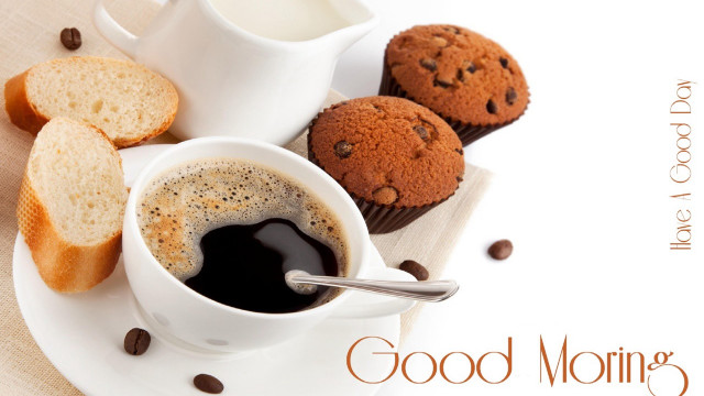 Coffee muffins plate spoon morning free wallpaper for desktop - medium preview image