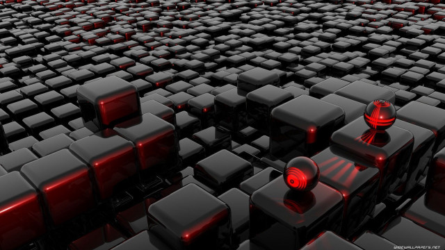 Cubes red lights black room free wallpaper for desktop - medium preview image
