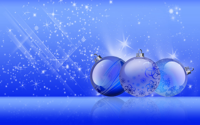 Christmas balls blue background stars free wallpaper for desktop - medium preview image