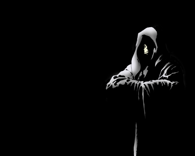 Hooded man portrait dark background free wallpaper for desktop - medium preview image