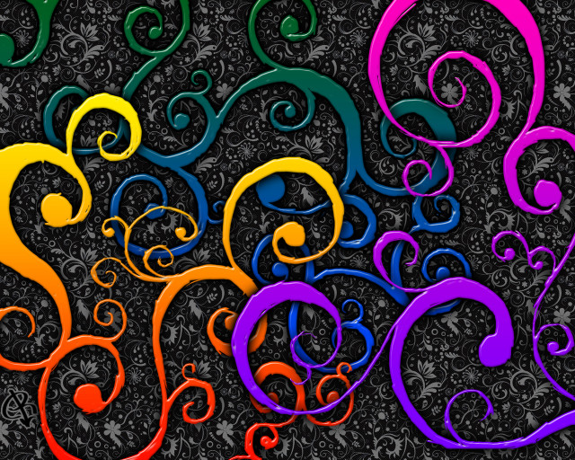 Colorful swirly background black white free wallpaper for desktop - medium preview image