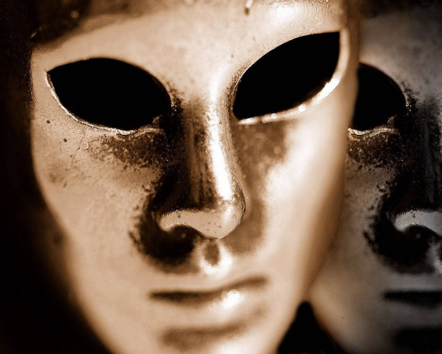 Two masks black white sepia free wallpaper for desktop - medium preview image
