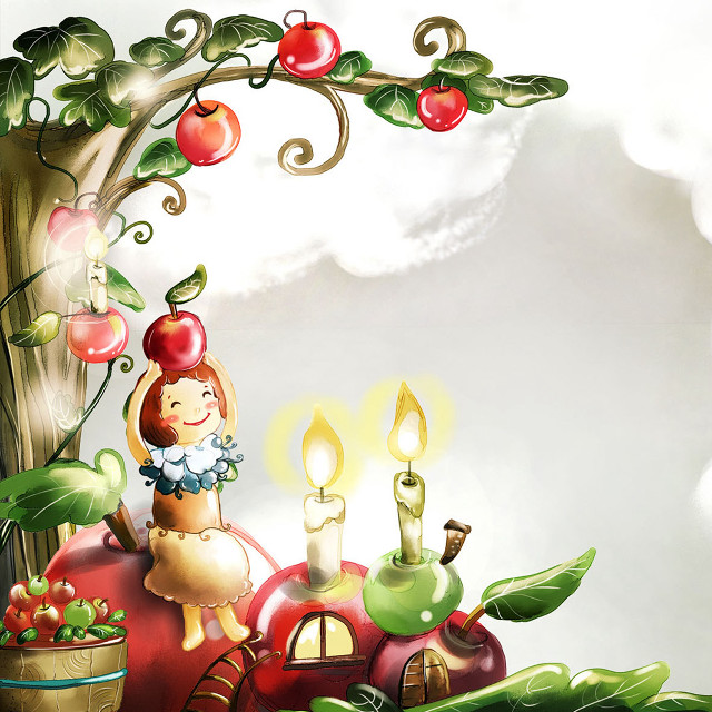 Girl train apples candle painting free wallpaper for tablet - medium preview image