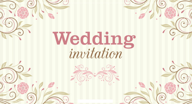Wedding card floral striped background free wallpaper for desktop - medium preview image