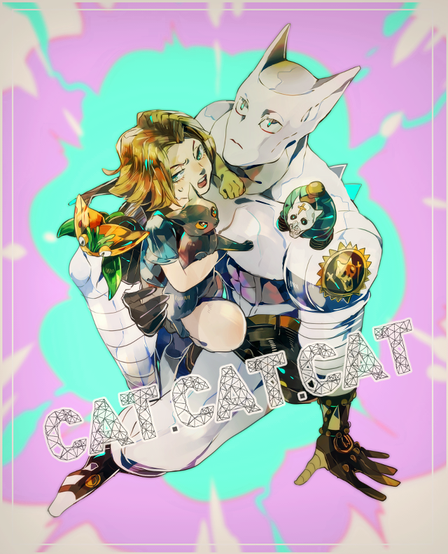 Anime couple hugging catacasts furry free wallpaper for mobile - medium preview image