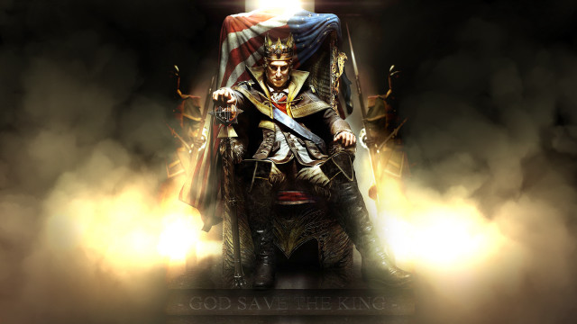 Man throne flag sword sitting free wallpaper for desktop - medium preview image