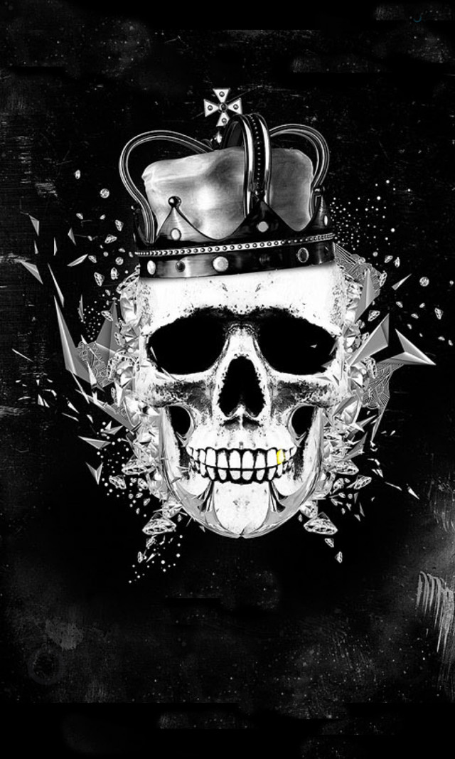 Skull crown black background paint free wallpaper for mobile - medium preview image