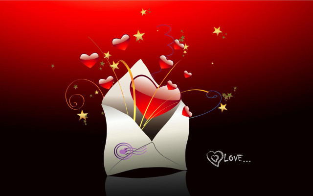 White envelope hearts stars red free wallpaper for desktop - medium preview image