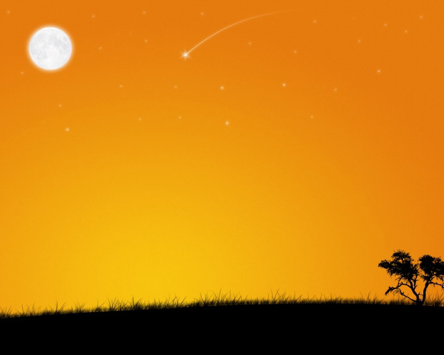Silhouette person hill tree moon free wallpaper for desktop - medium preview image