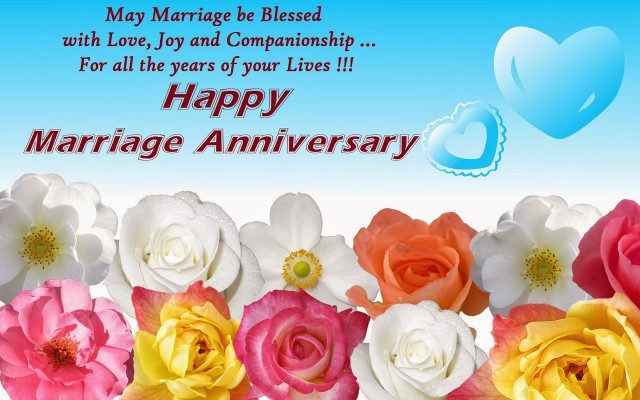 Happy marriage anniversary card flowers free wallpaper for desktop - medium preview image