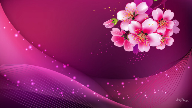 Pink flower purple background wave #2 free wallpaper for desktop - medium preview image