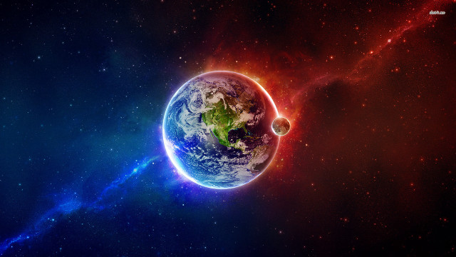 Planet space blue red background #2 free wallpaper for desktop - medium preview image