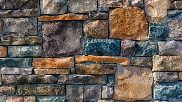Stone wall brown blue pattern free wallpaper for desktop - medium preview image