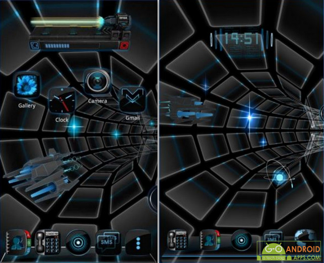 Futuristic phone clock glowing eyes free wallpaper for desktop - medium preview image