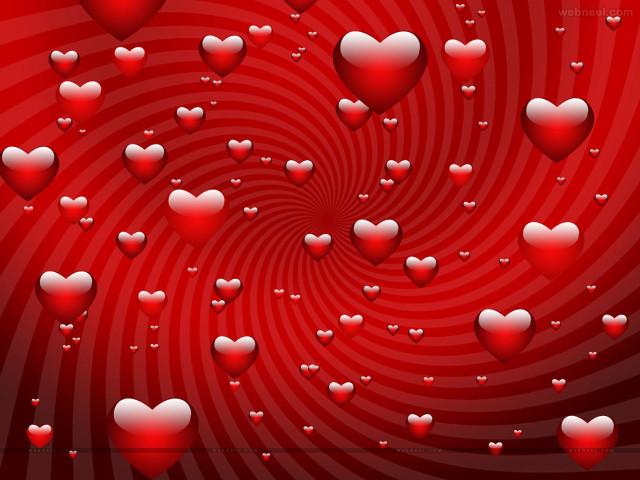 Hearts floating red background spiral free wallpaper for desktop - medium preview image