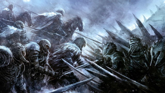 Battle group swords painting people free wallpaper for desktop - medium preview image