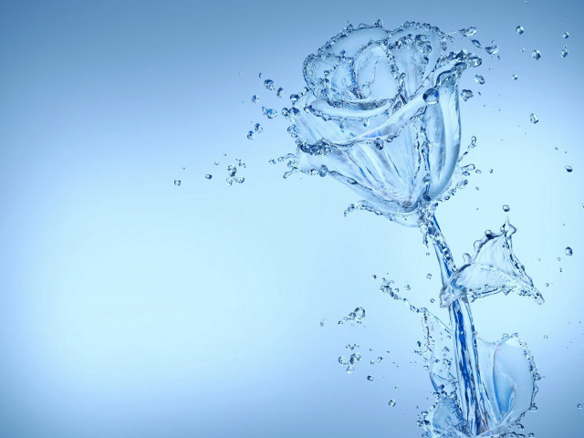 Flower dropping into water blue free wallpaper for desktop - medium preview image