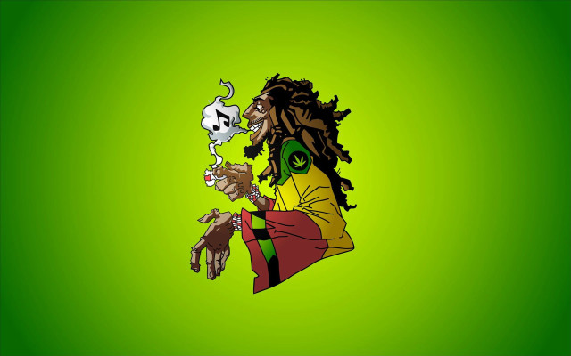Man dreadlocks skull cigarette green free wallpaper for desktop - medium preview image